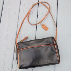 COACH  VINTAGE  BROWN LEATHER BLACK CROSSBODY SHOULDER BAG